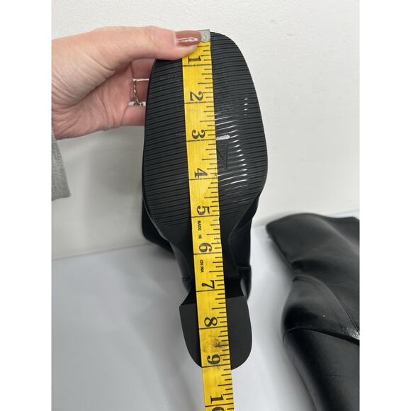 Stuart Weitzman Curveblock 100 Square Leather Bootie Sock Black Size 11 & 11.5 - Picture 14 of 15